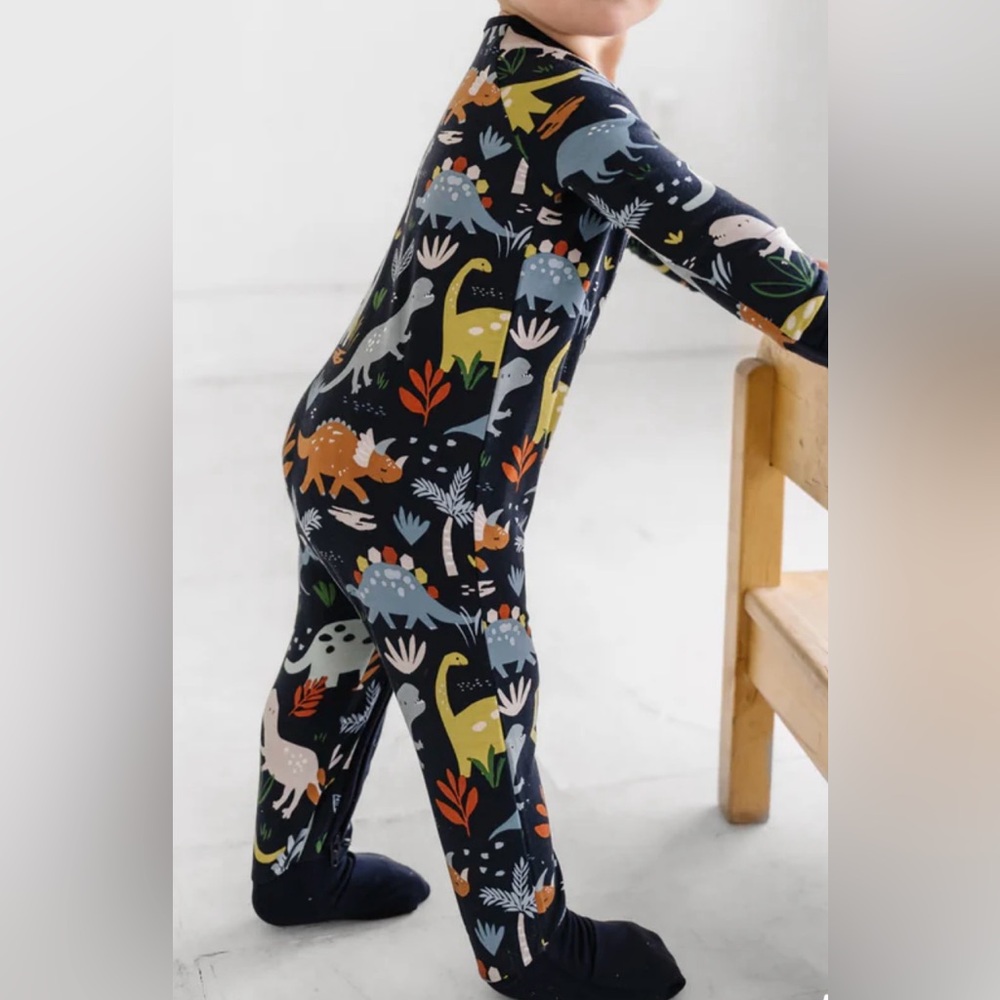Little Sleepies Dinosaur Adventure Footie - Black, Green, Yellow